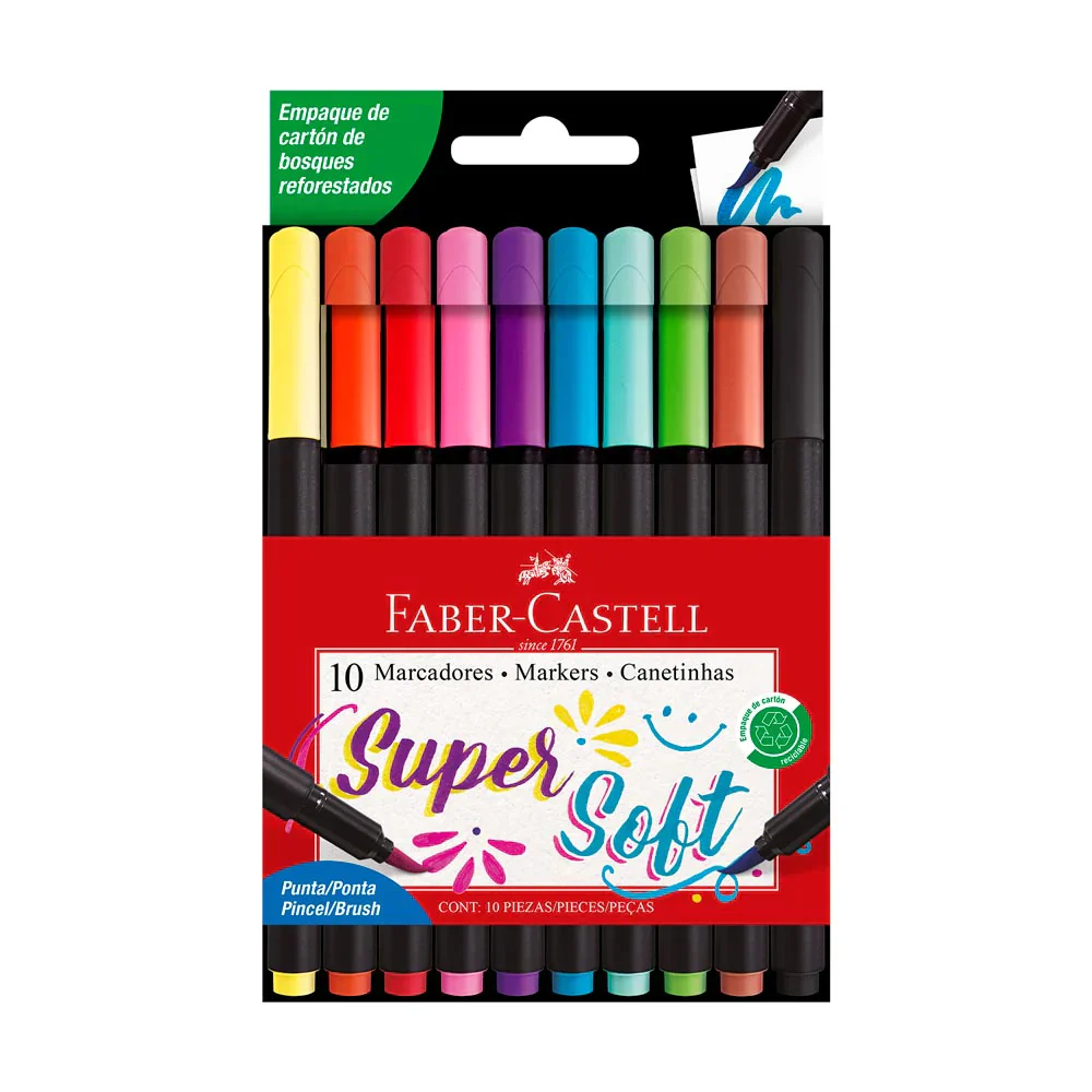 10 Plumones SuperSoft Faber Castell - Imagen 2